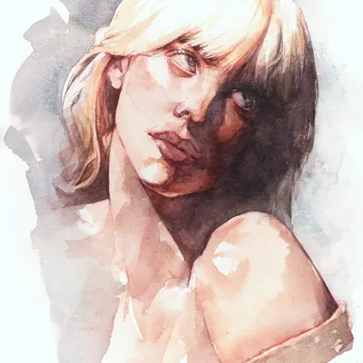 A watercolour portrait of Billie Eilish