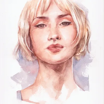 A watercolour portrait of the Belgian singer Angèle