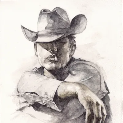 A watercolour portrait of James Dean
